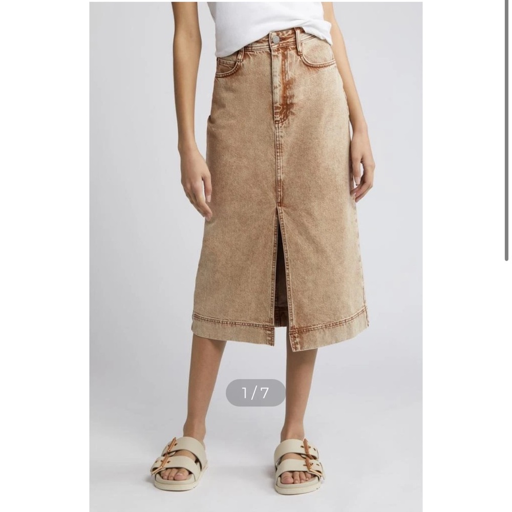 NWOT Treasure & Bond Denim Midi Skirt BEIGE KHAKI